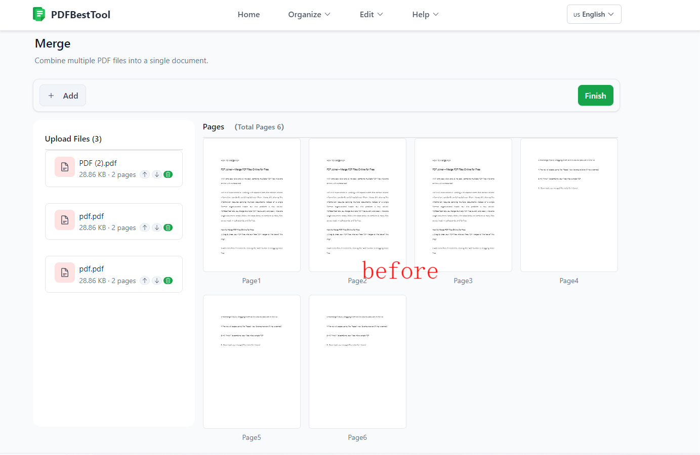 Rearrange PDF files